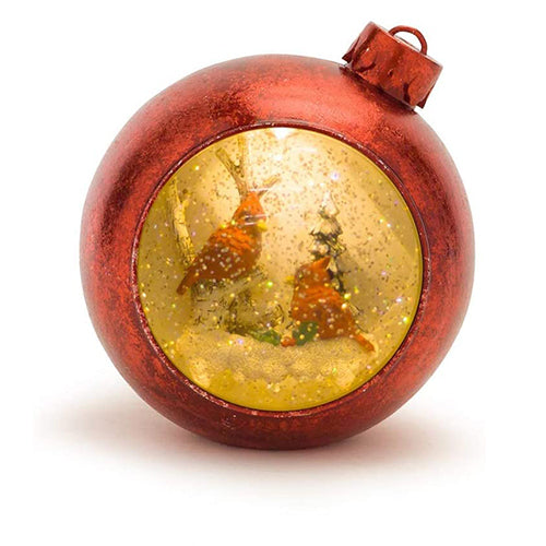 A Winter Wonderland: Melrose's 6.25 Inch Plastic and Glass Led Lighted Musical Snow Globe Cardinals Ornament