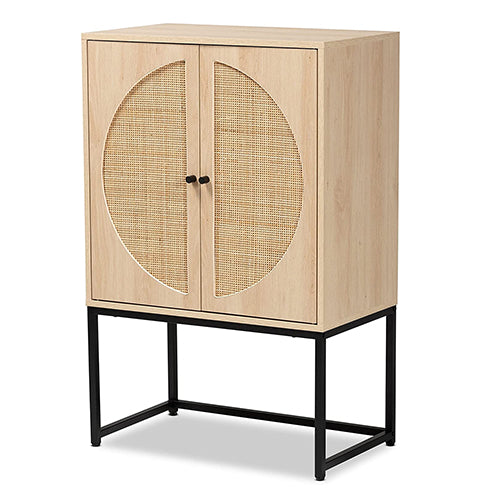 Door Storage Cabinet With Natural Rattan