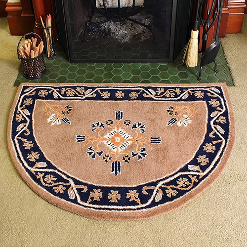 Oakestry Cocoa Jardin Wool Hearth Rug, Half Round