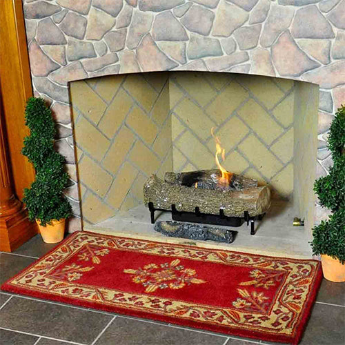 Oakestry Vermillion Jardin Wool Hearth Rug, Rectangular