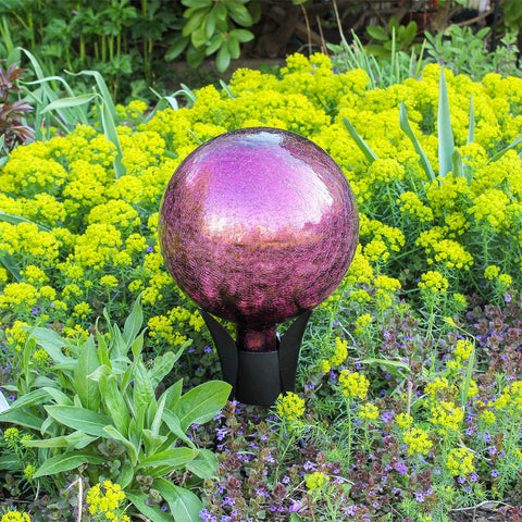 Oakestry G10-PL-C Gazing, Plum 10 inch Glass Garden Globe Ball Sphere, 10
