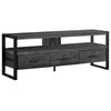 Monarch Specialties TV Stand-Console with 3 Drawers and Shelves-Industrial Modern Style Entertainment Center with Metal Legs, 60" L, Black Reclaimed Wood Look