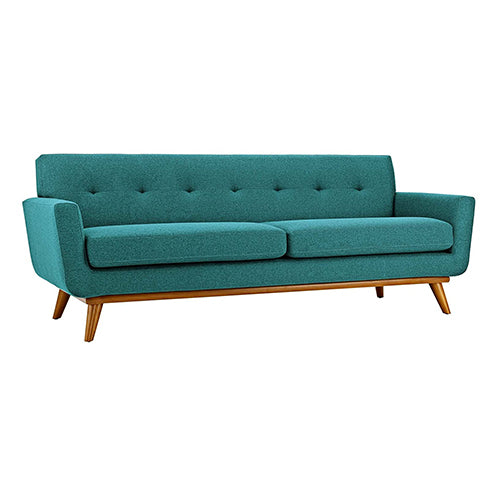 Mid-Century Modern Upholstered Fabric Sofa In Teal: A Timeless Piece for Your Living Room