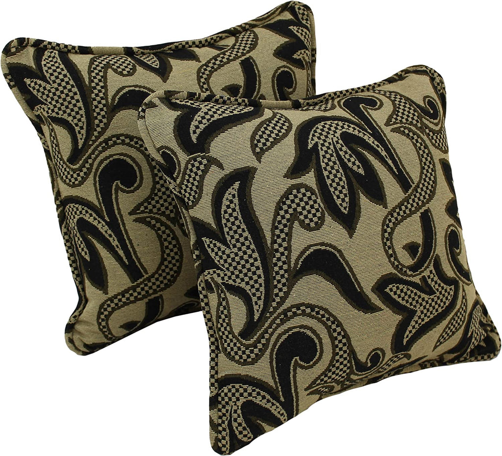 Oakestry corded tapestry throw pillows set of 2 checkered scroll 18 inch