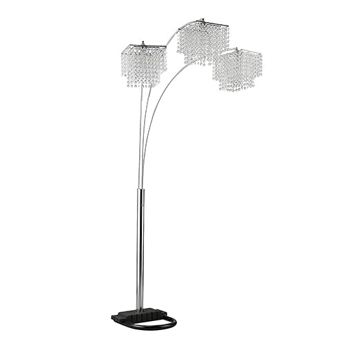 Chrome-finished Oakestry Arc Floor Lamp with Poly Crystal Shades