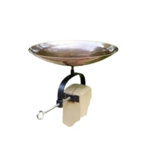 Burnt Copper Over-Rail Birdbath with Hammered Bowl & Wrought Iron Bracket – No-Drill Balcony, Deck & Porch Mount