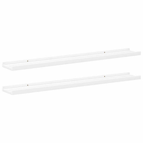 Oakestry White Picture Ledge Shelves Two Piece Set, Contemporary Wall Mounted Display for Frames and Decorative Accents