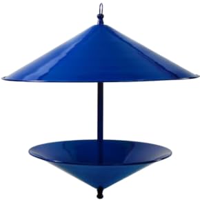 Trulli Modern Birdfeeder with Conical Roof – Galvanized Steel, Squirrel-Deterring Design, French Blue Finish