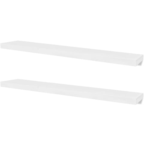 Oakestry 2 White MDF Floating Wall Display Shelves Book/DVD Storage Luxury Interior Storage Solution