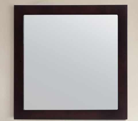 Oakestry Fully Framed Espresso Mirror Thirty Inch, Elegant Wall-Mounted Luxury Accent with Modern Sophisticated Design