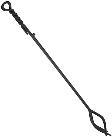 Oakestry Rope Handle Single Tool, Long Fireplace Three-pronged Curved Tongs, Versatile Design Unique and Eye-catching Element Extra 36-in, Black