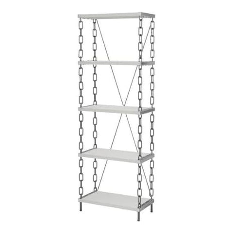 Oakestry Bookshelf Display Shelf White Silver Modern Storage Rack Home Office Organizer Multi Tier Standing Unit Durable Minimalist Decor Contemporary Room Interior Utility Furniture Design Stylish