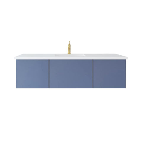 Oakestry Vitri Wall Mounted Bathroom Vanity with Nano Glass Panels, Soft Close Blum Drawers, Solid Surface Countertop, Made in Italy