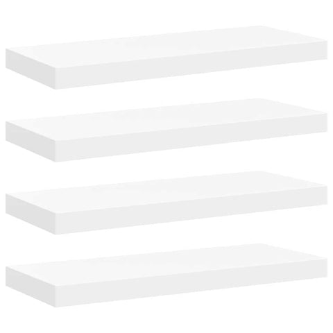 Oakestry White Floating Display Shelves Four Pack, Modern Honeycomb MDF Ledges with Reinforced Metal Frame and Hidden Mounting