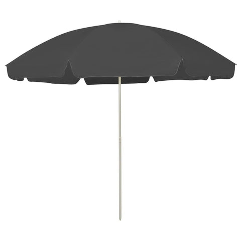 Oakestry Anthracite Beach Umbrella Outdoor Patio Sunshade UV Resistant Polyester Canopy Adjustable Garden Deck Poolside Shade Parasol