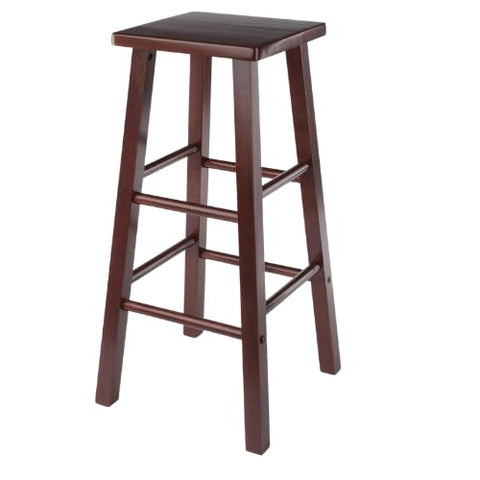 Oakestry Carrick Bar Stool, 29" H, Solid Wood, Walnut Finish, Wide Square Seat