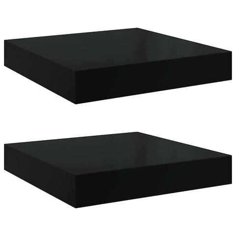 Oakestry Floating Wall Shelves 2 pcs High Gloss Black 9.1 inches x9.3 inches x1.5 inches MDF High End Functional Furniture
