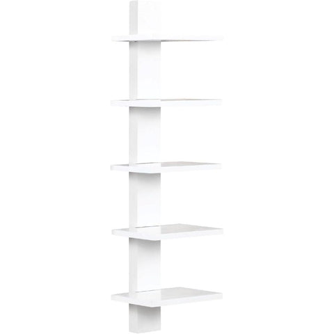 Oakestry White Wall Mounted Bookshelf Spine Book Tower 37 Inch Tall Modern Floating Shelf for Home Office Decor Organizer Storage Space-Saving Design