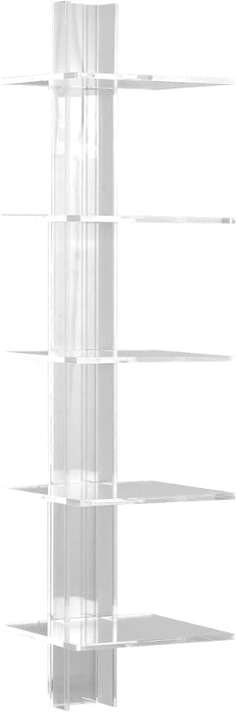 Oakestry Mounted Spine Bookshelf Clear Acrylic Wall Mounted Book Tower with 8" Depth, 9.5" Width, 37" Height Modern Vertical Bookshelf for Home Office, Living Room, or Bedroom Storage