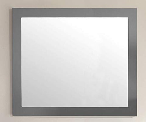 Oakestry Thirty-Six Inch Maple Grey Fully Framed Wall Mirror, Sleek Luxury Home Décor Accent with Modern Appeal