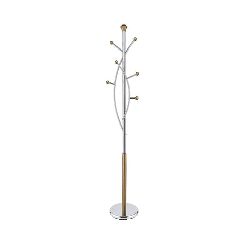 Oakestry Silver Tree Valet Stand Gold Modern Clothes Organizer Freestanding Coat Suit Hanger Space-Saving Bedroom Entryway Storage, 9" D x 9" W x 68" H