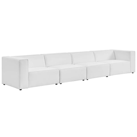 Oakestry Luxury Inspired Mingle Vegan Leather 4-Piece Sectional Sofa Comfortable Indoor Sectional Sofa for Living Room Apartment Lounge Reception Area Premium Daily Styling