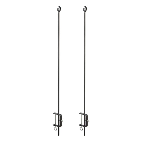 Oakestry Set of 2-46" Black Powdercoated Wrought Iron O Hook Railing Poles for String Lights