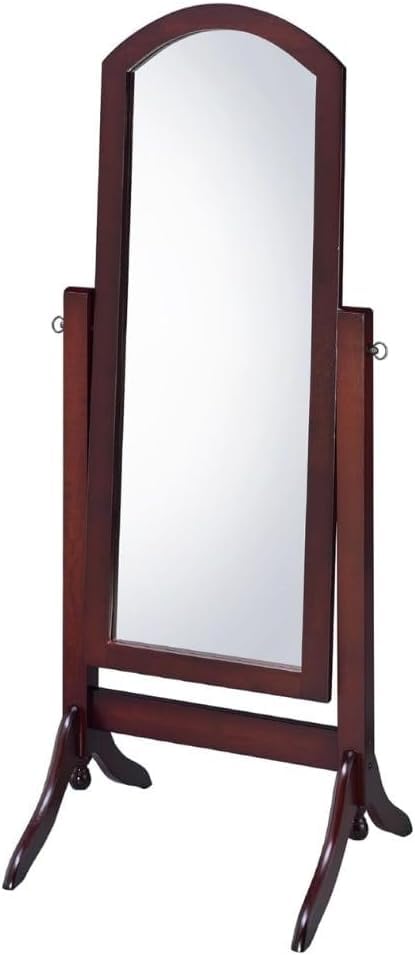 Oakestry Barrington Cheval Full-Length Standing Mirror 59" x 23" – Walnut Finish Solid Rubberwood Frame, Elegant Bedroom Dressing & Living Room Floor Mirror