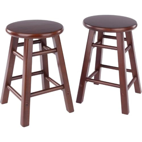 Oakestry Element Set of 2 Square Legs Dining Stools Walnut Finish Solid Wood Comfortable Footrest Practical Height 220 lbs Capacity Modern Minimalist Stool for Kitchen Dining Room Office