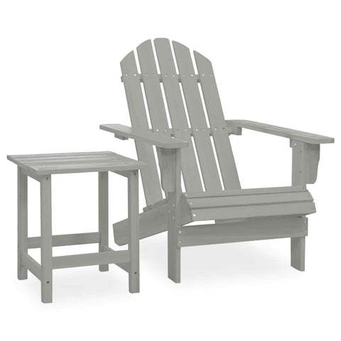 Oakestry Adirondack Garden Chair with Table Grey Solid Fir Wood, Large Ergonomic Outdoor Seating