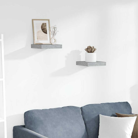 Oakestry Floating Wall Shelves 2 pcs Concrete Gray 9.1 inches x9.3 inches x1.5 inches MDF Exclusive Space Saving Design