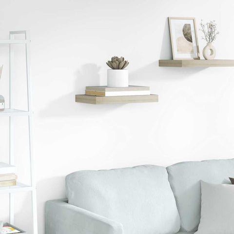 Oakestry Floating Wall Shelf Oak 15.7 inches x9.1 inches x1.5 inches MDF Statement Storage Furniture