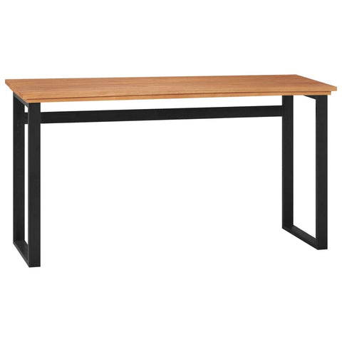 Oakestry Solid Teak Wood Desk Natural & Black Finish, Rustic Console Writing Table 47.2 x 17.7 in