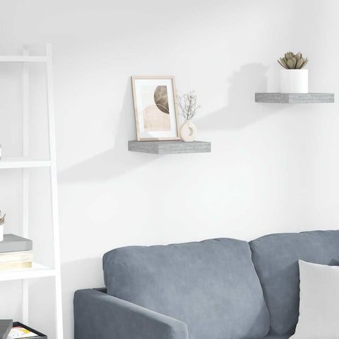 Oakestry Floating Wall Shelf Concrete Gray 9.1 inches x9.3 inches x1.5 inches MDF Contemporary Decorative Furniture