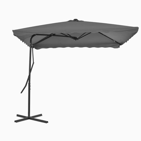 Oakestry Premium Outdoor Cantilever Parasol Anthracite Rotating Canopy UV Resistant Anti Fade Polyester Fabric Strong Steel Pole with Cross Base for Patio Garden Deck