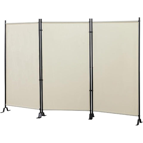 Oakestry Galaxy Water-Repellent Fabric Room Divider Indoor Outdoor Privacy Screen Freestanding Partition with Black Metal Frame Foldable Space-Saving Panel for Home Office Patio Balcony, Beige