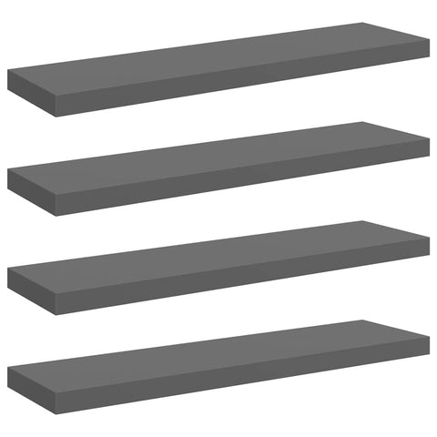 Oakestry Floating Wall Shelves 4 pcs High Gloss Gray 35.4 inches x9.3 inches x1.5 inches MDF Architectural Home Accent Piece