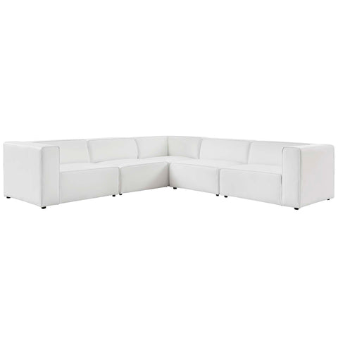 Oakestry Luxury Inspired Mingle Vegan Leather 5-Piece Sectional Sofa Comfortable Indoor Sectional Sofa for Living Room Apartment Lounge Reception Area Premium Everyday Styling