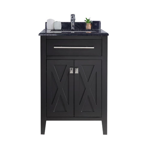 Oakestry Wimbledon Bathroom Vanity with Black Wood Marble Top, Undermount Ceramic Sink, Solid Oak Cabinet, Soft Close Doors, Espresso Finish