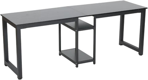Oakestry 78.74 in. Two Person Desk Double Computer Desk with Storage Shelves