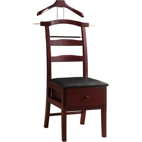 Oakestry Executive Office Chair with Clothes Hanger and Valet Stand Ergonomic Rolling Desk Chair with Coat Rack and Storage for Home Office Workstation, Mahogany