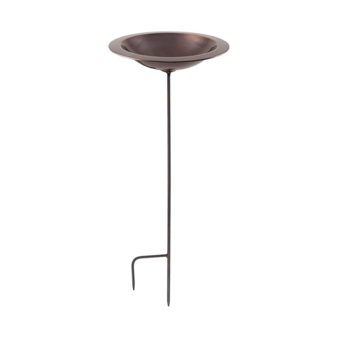 Oakestry Stake Birdbath Antique Copper Outdoor Garden Decorative Wildlife Water Bowl Yard Lawn Patio