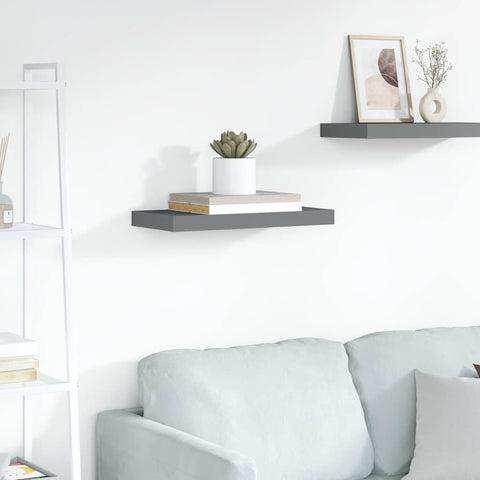 Oakestry Floating Wall Shelf High Gloss Gray 19.7 inches x9.1 inches x1.5 inches MDF Statement Storage Furniture