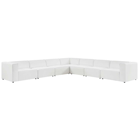 Oakestry Luxury Inspired Mingle Vegan Leather 7-Piece Sectional Sofa Comfortable Indoor Sectional Sofa for Living Room Apartment Lounge Reception Area Premium Daily Styling