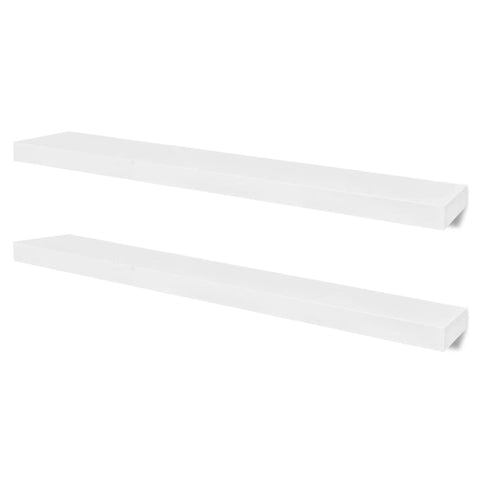 Oakestry Two Pack White Matte MDF Floating Shelves, Contemporary Wall Mounted Book Ledges for Organized and Stylish Home Display