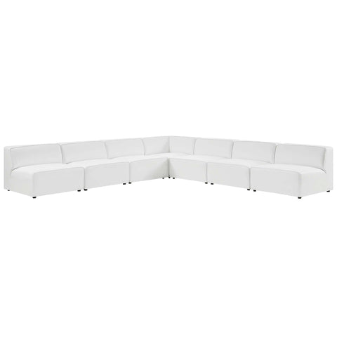 Oakestry Luxury Inspired Mingle Vegan Leather 7-Piece Sectional Sofa Comfortable Indoor Sectional Sofa for Living Room Apartment Lounge Reception Area Premium Everyday Styling