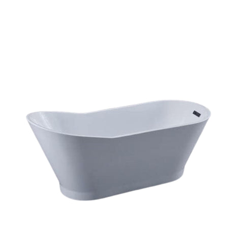 Oakestry Melun 67" Freestanding Acrylic Bathtub with Chrome Drain, Glossy White Seamless Soaking Tub, Fiberglass Reinforced with Leveling Legs, 52 Gal Capacity