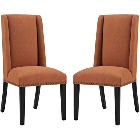 Oakestry Modern Tall Back Upholstered Dining Chairs Set of 2 Comfortable Padded Seat Elegant Fabric Kitchen Accent Chairs Sturdy Wood Legs Stylish High Back Support for Home Dining Room Office