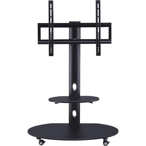 Oakestry Black Mobile TV Stand Adjustable Height and Locking Wheels for Flat Screen TVs up to 75 Inches Rolling Entertainment Center with Storage Shelves for Living Room Bedroom Office Gaming Setup
