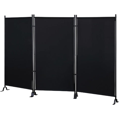 Oakestry Galaxy Water-Repellent Fabric Room Divider Indoor Outdoor Privacy Screen Freestanding Partition with Black Metal Frame Foldable Space-Saving Panel for Home Office Patio Balcony, Black